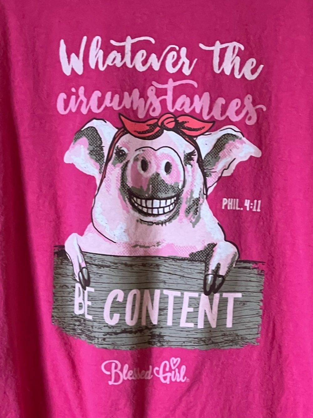 Blessed Girl Tshirt size XLarge Smiling Pig Pink